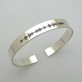 Custom Voice Wave Silver Bracelet, Oxidized silver