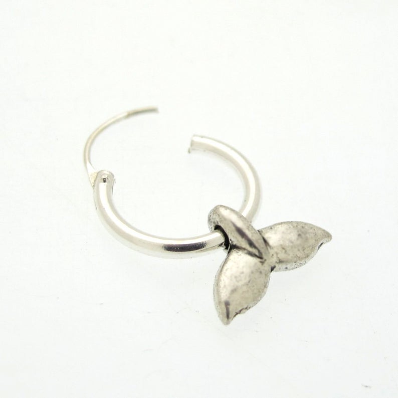 激安 超特価商店街  Hoop Tail Whale - Earring Single Silver Mens for -Mens Men アクセサリー