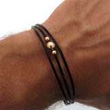 Black Cords Leather Bracelet - Elegant Wristband for Him