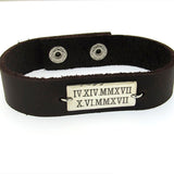 Personalized Date Leather cuff - Anniversary Dates Jewelry
