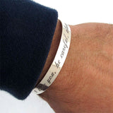 Sterling Silver Engraved Cuff - Custom father gift, Gift For Dad