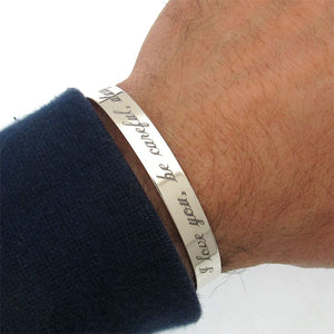 Sterling Silver Engraved Cuff - Custom father gift, Gift For Dad