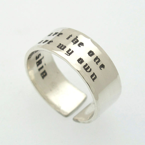 Custom Engraved Old English Ring, Gothic Text Purity Band