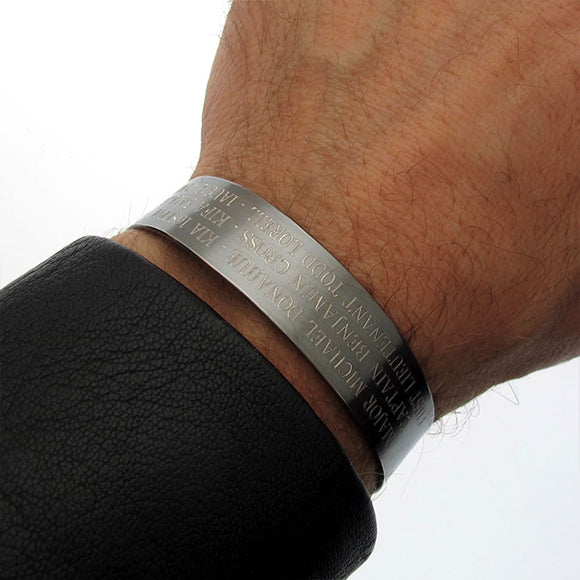 Engraved Bracelet -  Black KIA Bracelet - Custom Wide Cuff
