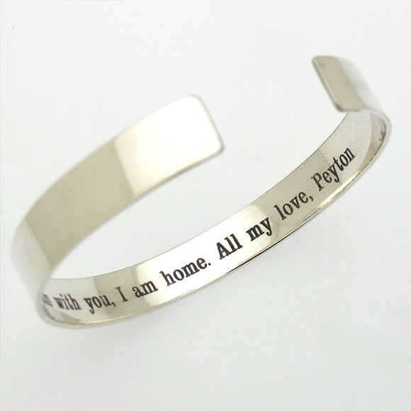 silver bracelet for men with the hidden text engraved