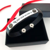 Engraved Signature Leather Bracelet, Gift idea for him
