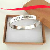 Customized Arabic Cuff Bracelet, Silver Bracelet for Him