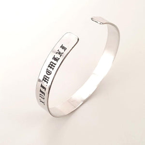 Anniversary Date Bracelet - Sterling Silver Cuff 