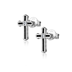 opal cross stud earrings