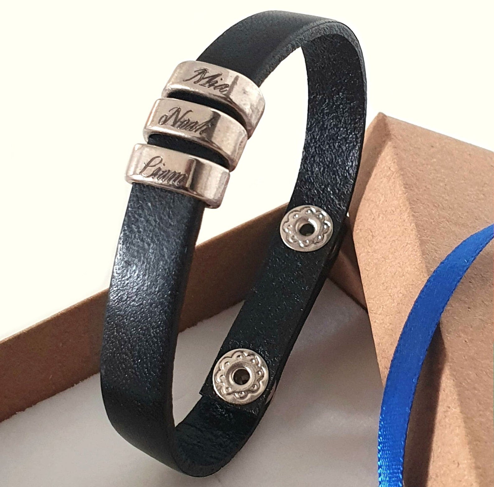 Custom Men Leather Name Bracelet