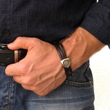Initials Bracelet for Men - Custom Leather Cuff for Him
