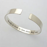 secret message engraved silver cuff for men