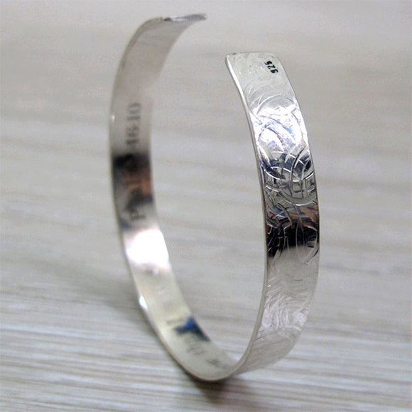 Hammered Sterling Silver bracelet with Hidden Message Bracelet 