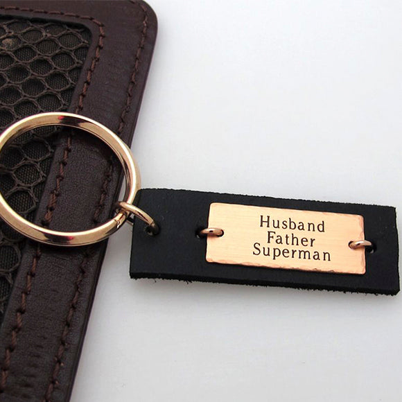 Personalized Leather Keychain, Gifts For Dads, My Superman