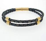 Magnetic Clasp Genuine Braided Leather Bracelet for Men