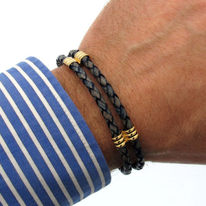 Magnetic Clasp Genuine Braided Leather Bracelet for Men
