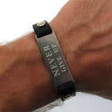 Customized Mens Bracelet - Personalized Never Give Up Bracelet