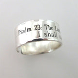Engraving Psalm 23 Ring, Custom Sterling Silver Band, Gift idea