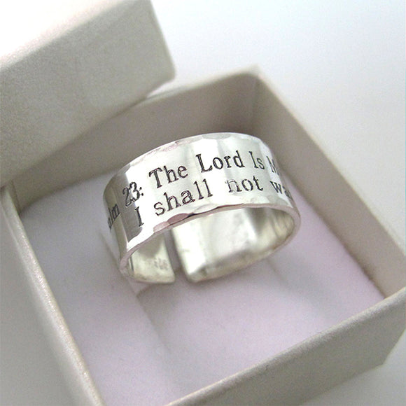 Engraving Psalm 23 Ring, Custom Sterling Silver Band, Gift idea