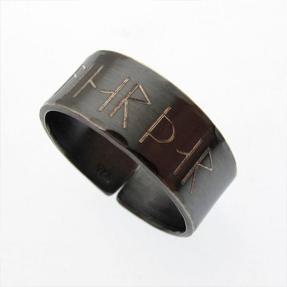 Runes Jewelry Black Band, Viking Ring, Norse Jewelry