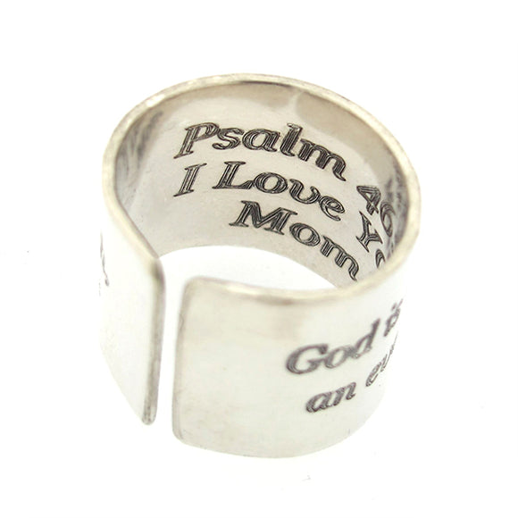 Psalm 46 1 Ring, Custom Sterling Silver Band, Encouragement Gift