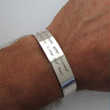 Engraved Silver Cuff - Quote bracelet - 25th anniversary Gift