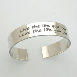Engraved Silver Cuff - Quote bracelet - 25th anniversary Gift