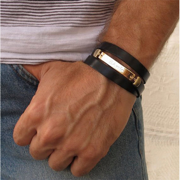  Personalized Leather Bracelet for Men, Mens Jewelry